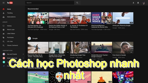 học photoshop qua youtube