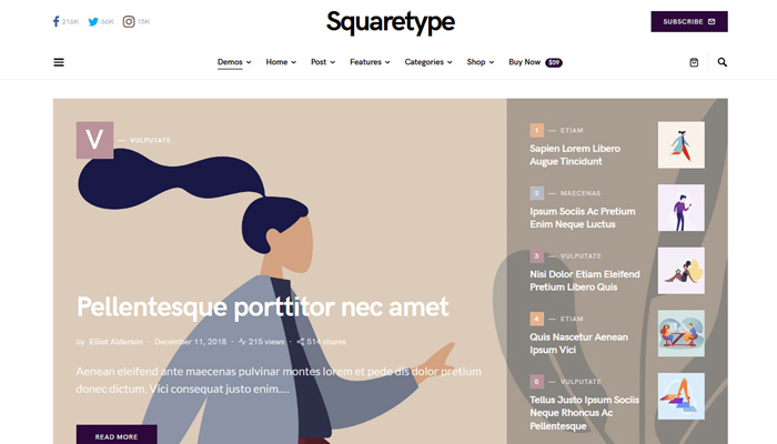 Squaretype – Mẫu blog WordPress đẹp được nhiều blogger yêu thích
