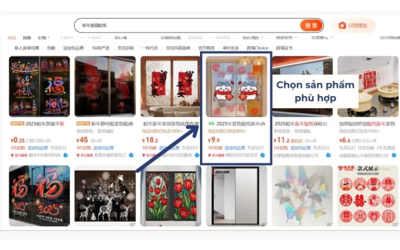 Tìm kiếm và chọn sản phẩm