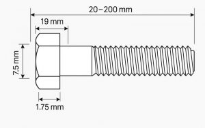 Kích thước của bu lông M12